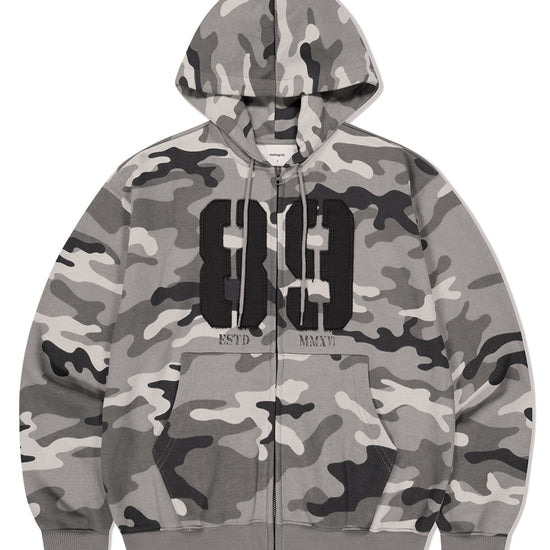 Mahagrid Camo Applique Zip Up Hoodie