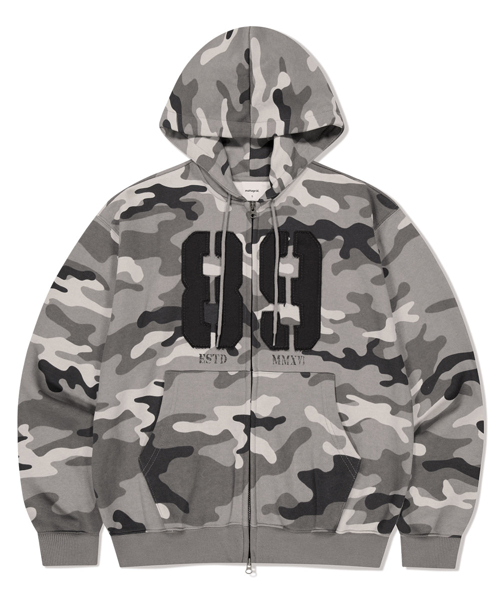 Mahagrid Camo Applique Zip Up Hoodie