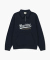 Marithé François Girbaud Baseball Logo Collar Half Zip Sweatshirt Navy