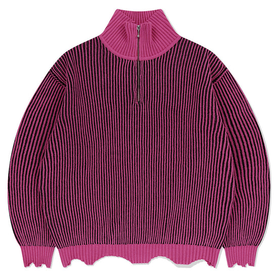 Mahagrid CUTTING CONTRAST HALF ZIP-UP KNIT