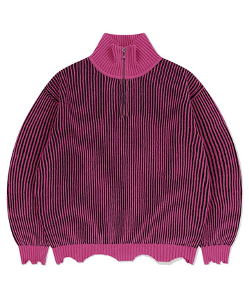 Mahagrid CUTTING CONTRAST HALF ZIP-UP KNIT