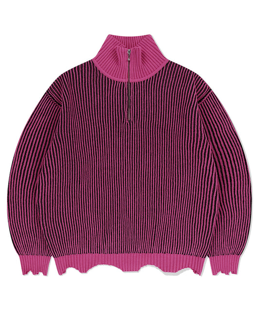 Mahagrid CUTTING CONTRAST HALF ZIP-UP KNIT