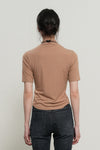 General Idea WOMAN Acetate Mock Neck Short Sleeve T-Shirt