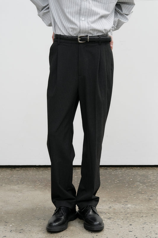 General Idea MAN Two-Pleat Suit Trousers [CHARCOAL STRIPE]