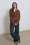 General Idea WOMAN Sheer Henley Neck Pullover