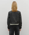 Marithé François Girbaud Women's Collarless Denim Jacket Dark Gray