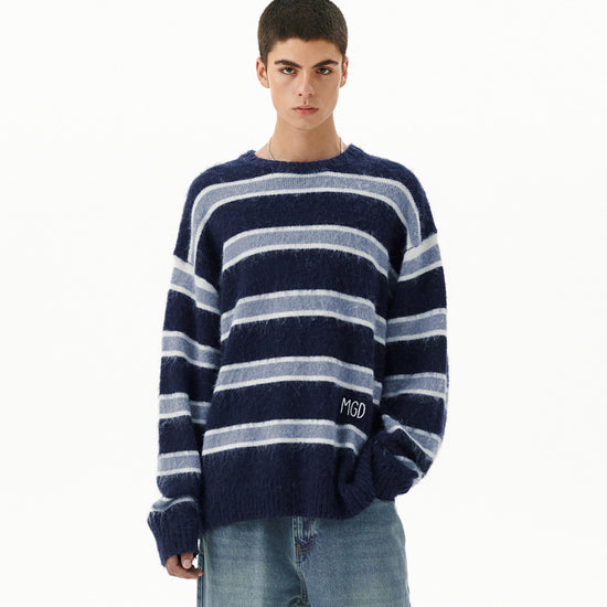 Mahagrid Hairy Stripe Knit Sweater