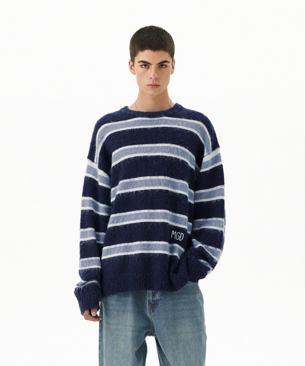 Mahagrid Hairy Stripe Knit Sweater
