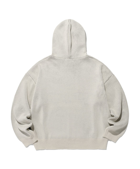 Nice Ghost Club 3 Stars Logo Knit Hoodie [Ivory]