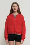 General Idea WOMAN Cotton Blend Raglan Knit Zip-Up