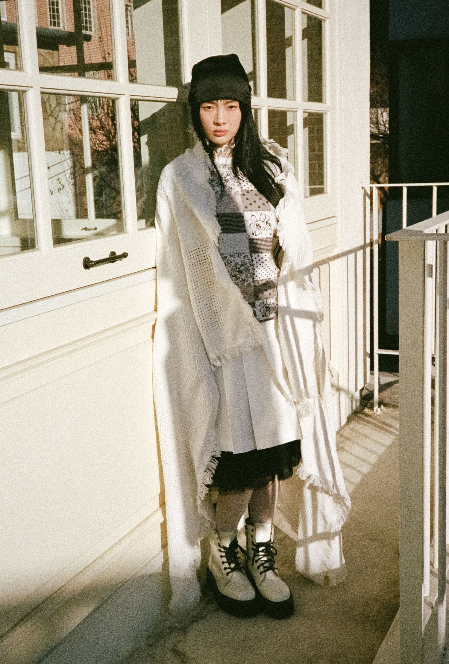 Nice Ghost Club Patchwork Quilted Printed 3/4 Sleeve Tee
