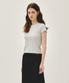 Marithé François Girbaud W RIB POINT TEE light heather gray