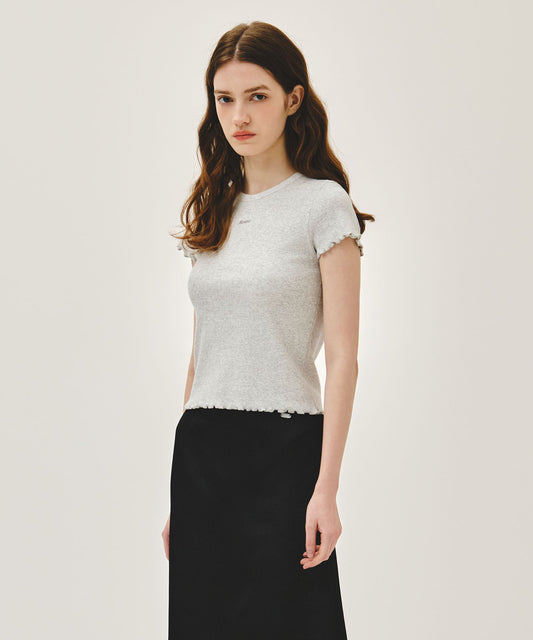 Marithé François Girbaud W RIB POINT TEE light heather gray