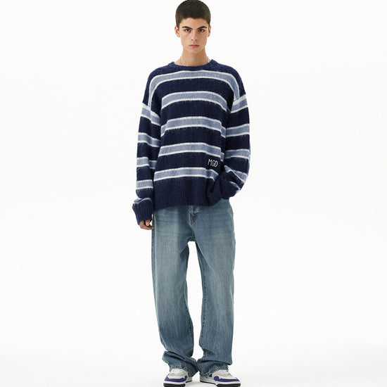 Mahagrid Hairy Stripe Knit Sweater