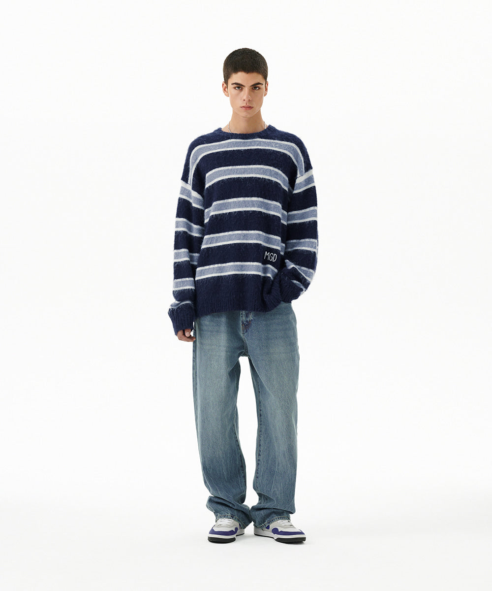 Mahagrid Hairy Stripe Knit Sweater