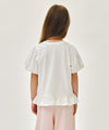 Marithé François Girbaud Kids White Balloon Sleeve Peplum Tee