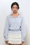 General Idea WOMAN Ruffle Neck Crop Lace Blouse