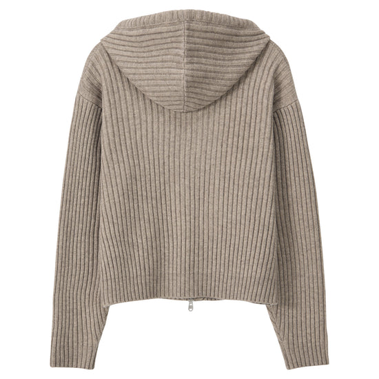 Bitter Cells Essential Ribbed Knit Hood Zip Up