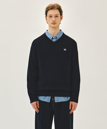 Marithé François Girbaud V-NECK KNIT PULLOVER navy
