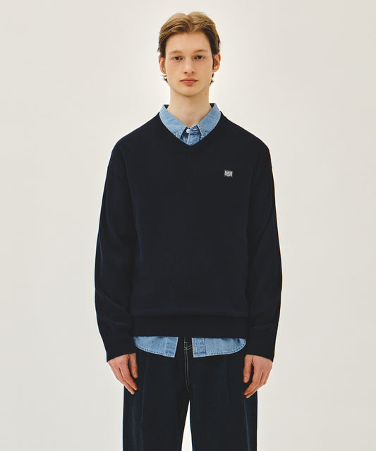 Marithé François Girbaud V-NECK KNIT PULLOVER navy