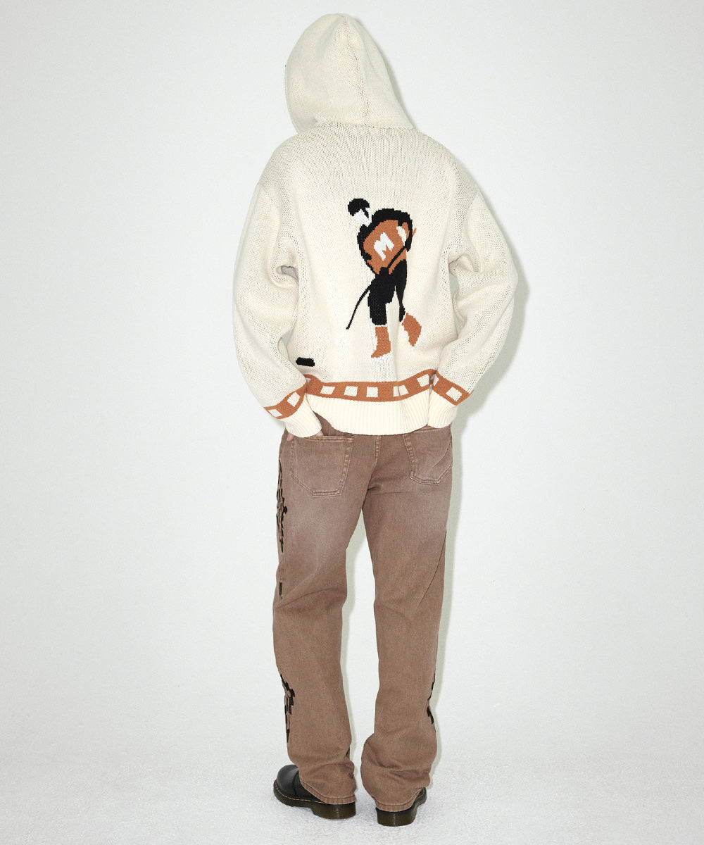 Mahagrid Hockey Knit Zip-Up Hoodie