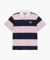 Marithé François Girbaud [S사이즈 7/10 예약발송] SMALL CLASSIC LOGO RUGBY STRIPE OVERSIZED COLLAR TEE pink