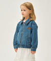 Marithé François Girbaud Kids Classic Logo Denim Zip-Up Jacket Dark Blue