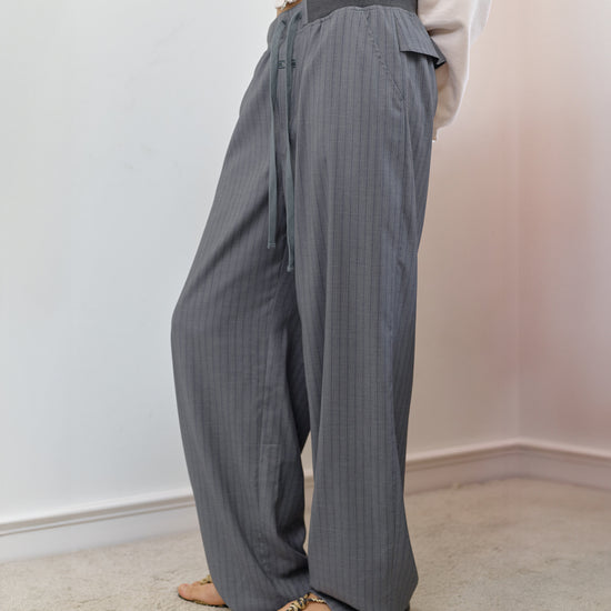 Bitter Cells Pinstripe Wide Banding Slacks