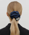 Marithé François Girbaud Classic Logo Denim Pattern Hair Scrunchie Blue