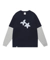 Cavish Check Twin Star Layered Long Sleeve Tee