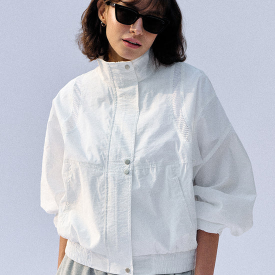 Bitter Cells Shimmer Mesh Wind Breaker Jacket-Ivory