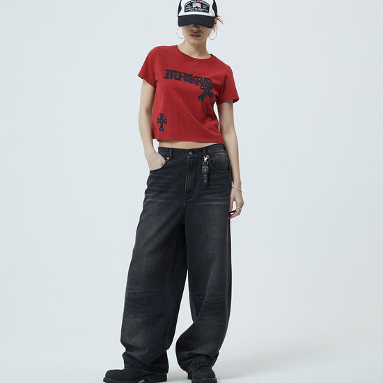 Mahagrid Gothic Applique Crop Tee