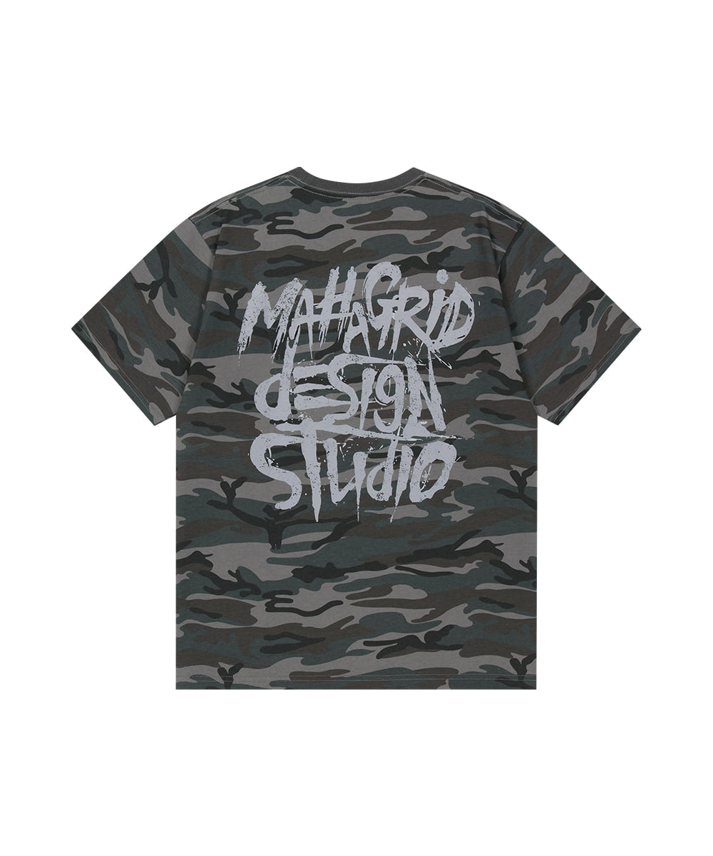 Mahagrid Camo Pattern Slash Logo Tee