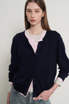 General Idea WOMAN Double Layered Crew Neck Cardigan