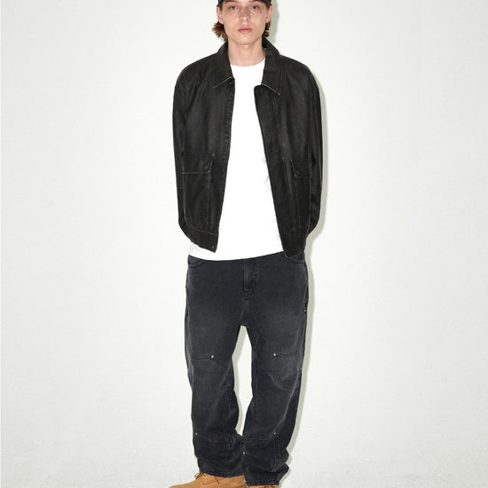 Mahagrid Washed Faux Leather Blouson
