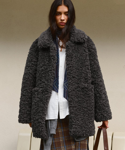 Bitter Cells Curly Collar Fur Jacket