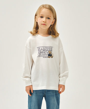 Marithé François Girbaud Kids Doodle Classic Logo Long Sleeve Tee White