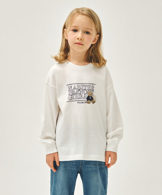 Marithé François Girbaud Kids Doodle Classic Logo Long Sleeve Tee White