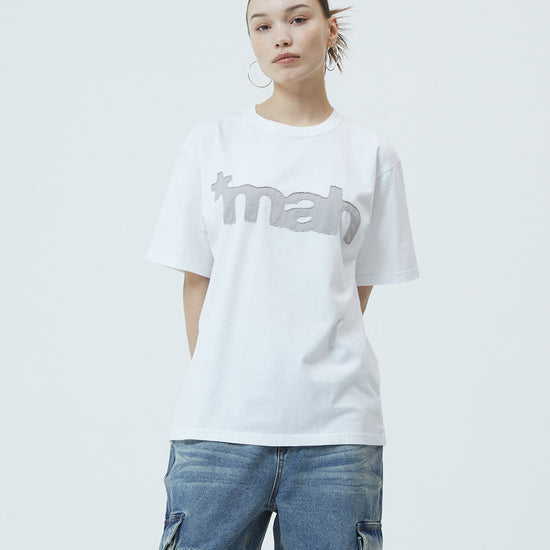Mahagrid Mahagrid Cut Off Applique Tee in White