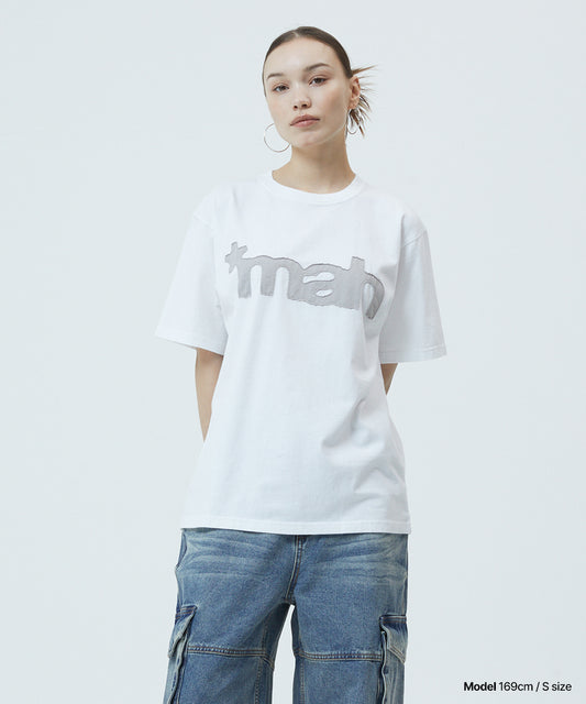 Mahagrid Mahagrid Cut Off Applique Tee in White