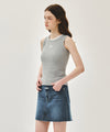 Marithé François Girbaud W RIBBON CLASSIC LOGO SLEEVELESS heather gray
