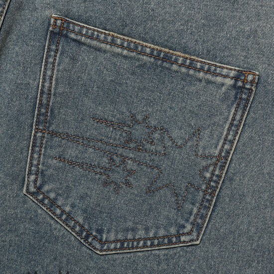 Nice Ghost Club Big Wide Bermuda Doodle Denim Pants