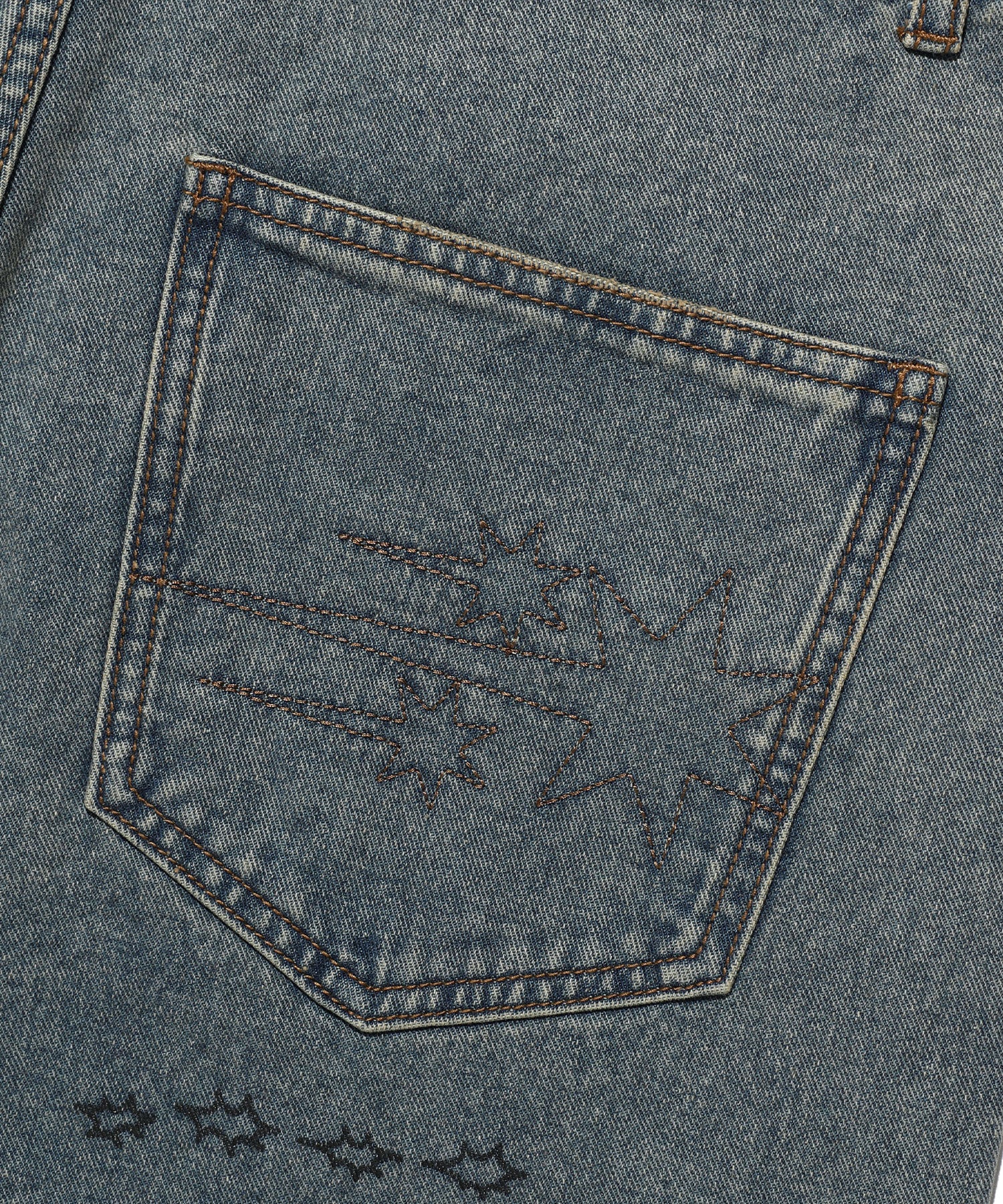 Nice Ghost Club Big Wide Bermuda Doodle Denim Pants