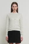 General Idea WOMAN Airy Crew Neck Pin Tuck T-Shirt [LIGHT GREY]