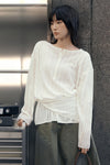 General Idea WOMAN Sheer Henley Neck Pullover
