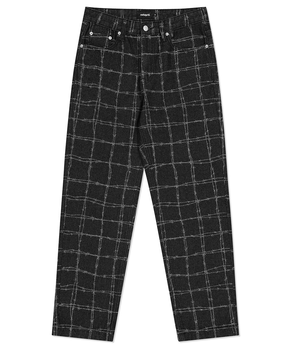 Mahagrid Wire Denim Pants [Black]
