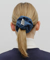 Marithé François Girbaud Classic Logo Denim Pattern Hair Scrunchie Blue