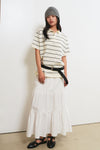 General Idea WOMAN Stripe Loose Collar Half Knit