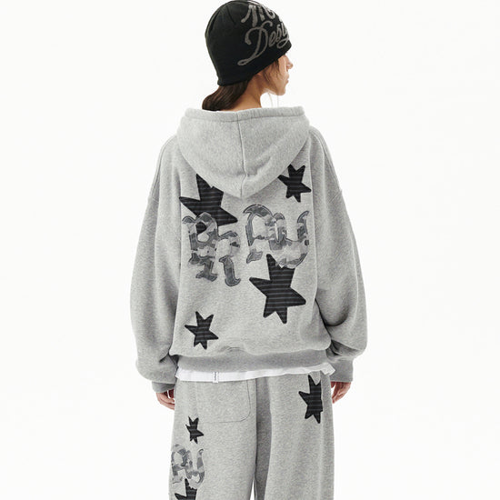 Mahagrid Pray Applique Zip Up Hoodie