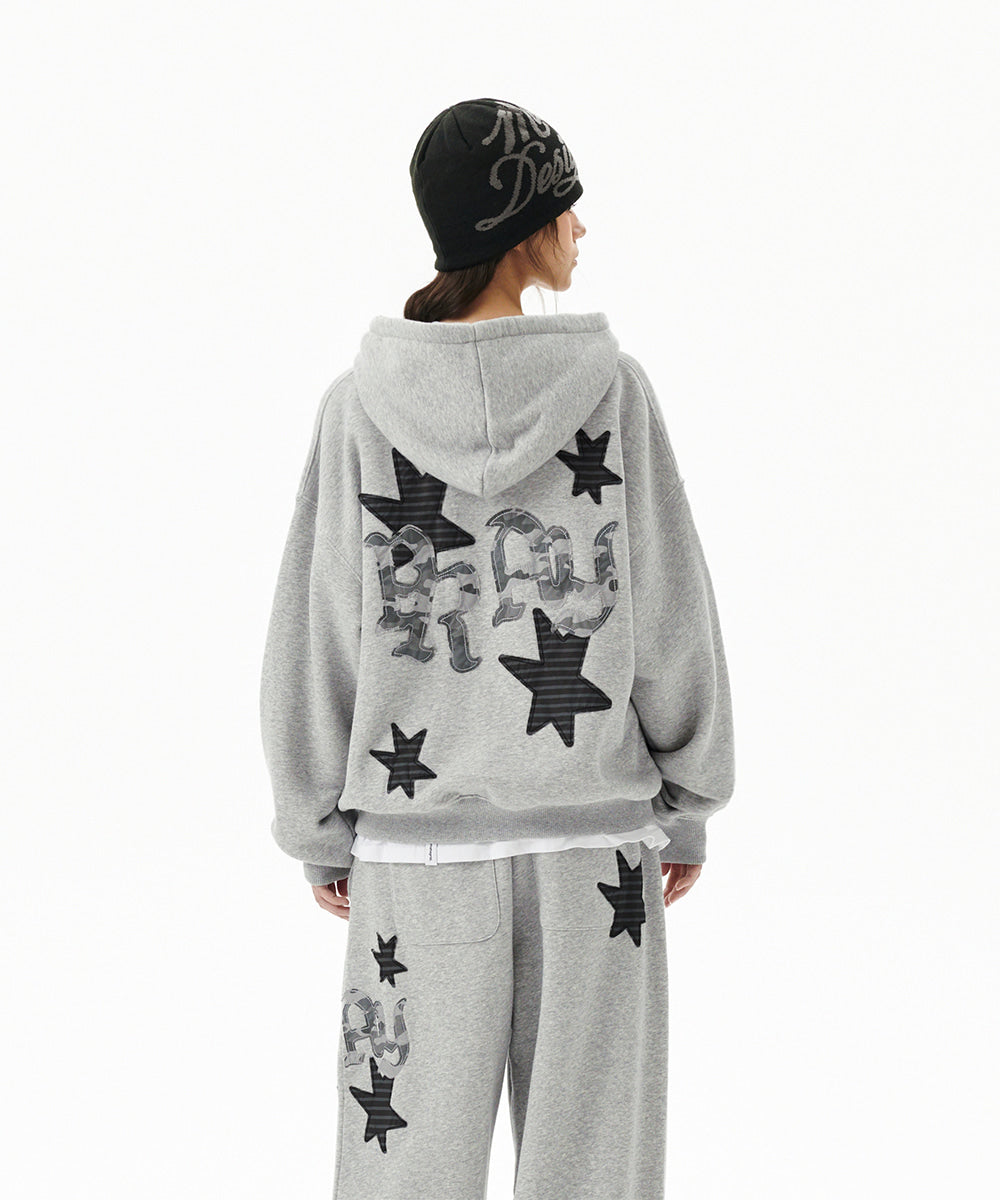 Mahagrid Pray Applique Zip Up Hoodie